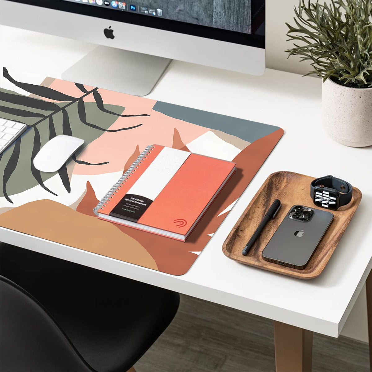 Desk Mat Large Protector Pad 23.6" ×11.8", Non-Slip PU Leather Desk Blotter, Waterproof Mouse Pad