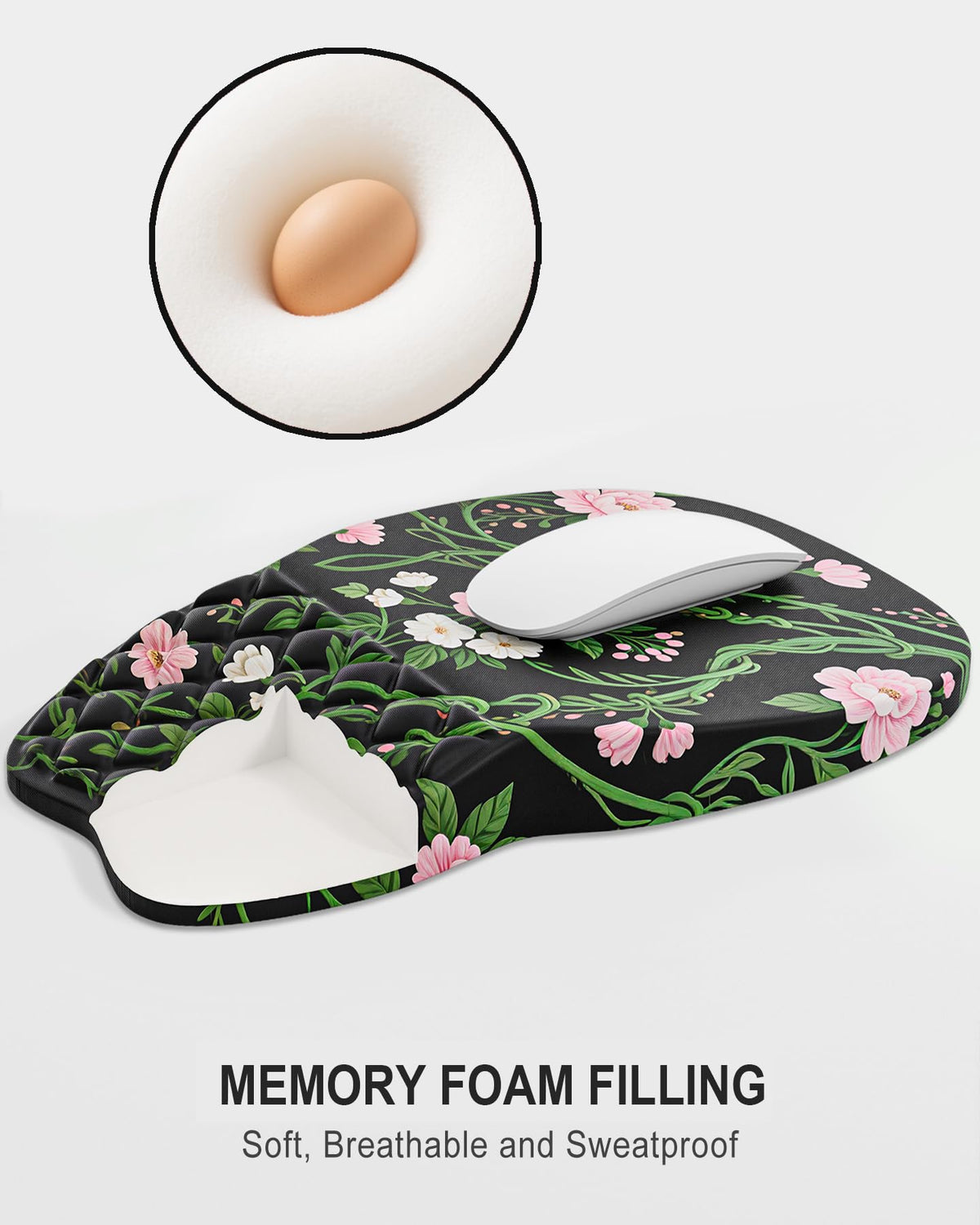 Auhoahsil Ergonomic Mouse Pad with Wrist Rest, Comfortable Slope Computer Mouse Mat with Wrist