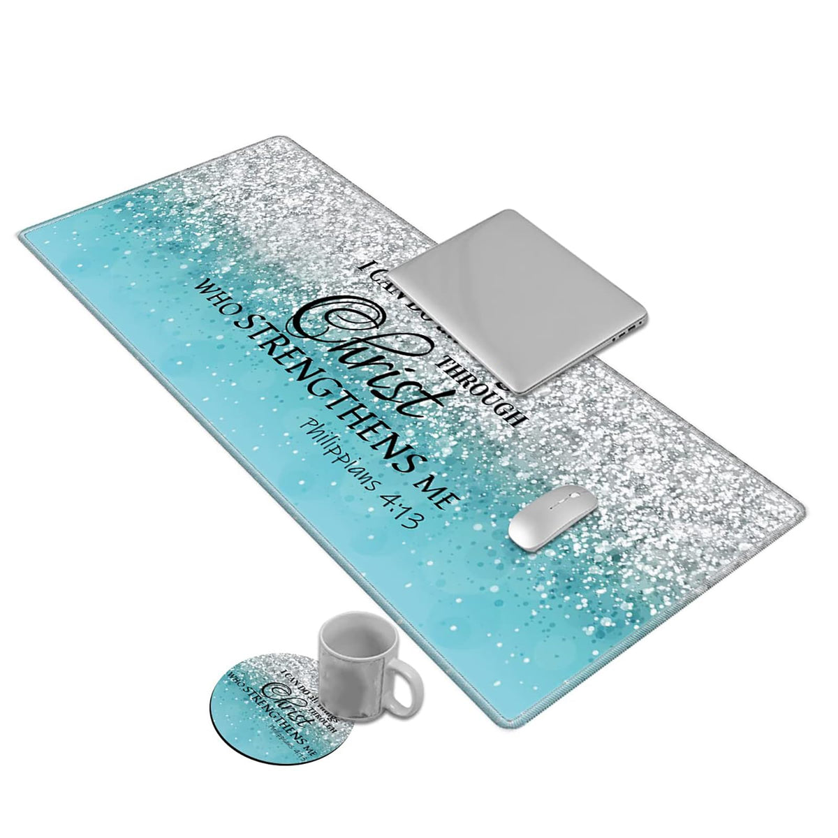 Desk Mat Gaming Mouse pad for Laptop,I can Do All Things Through Christ Who Strengthens Me Bible
