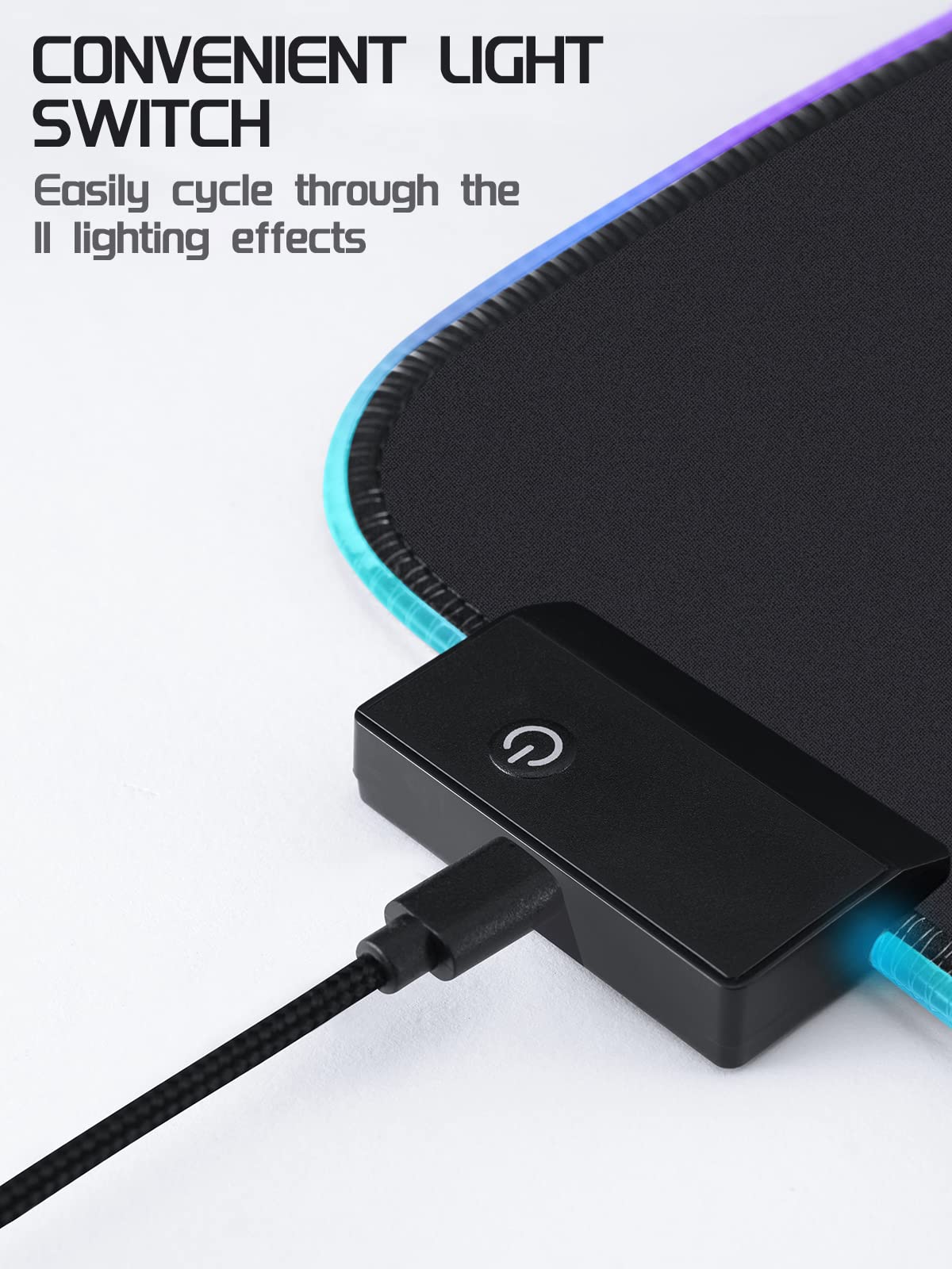 EASEMO Gaming Mouse Pad, RGB Mouse Mat XXL Large (35.4 x 15.75 in) with 7 LED Colors 11 Lighting