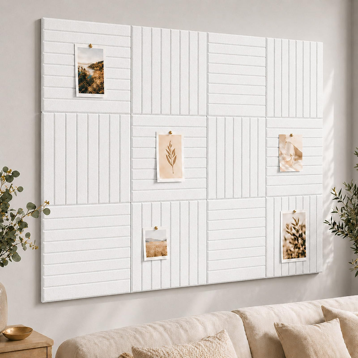 Baysola Stripe Felt Bulletin Board Tiles, Cork Board Alternative 24 x 36 in