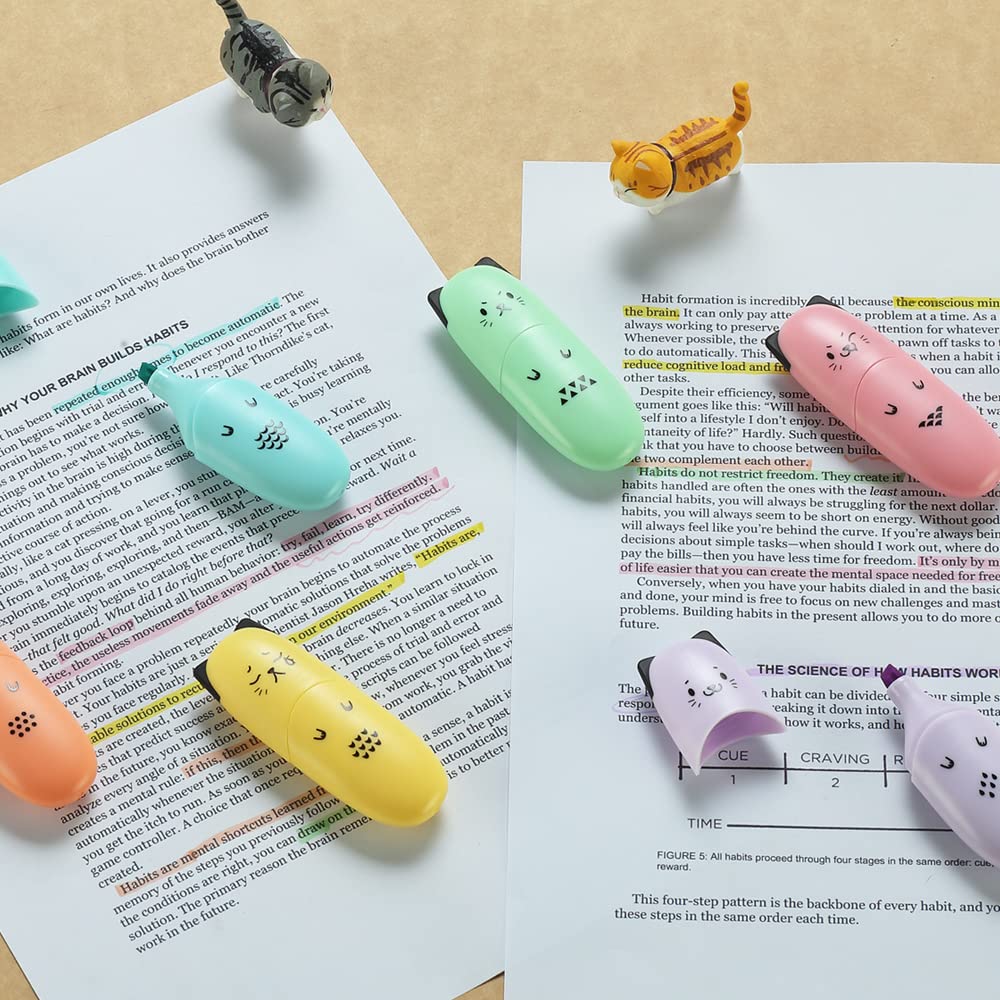 enlegend 2 Packs Cute Animal Design Mini Highlighter Pen Assorted Colors Chisel Tip Gift Pastel