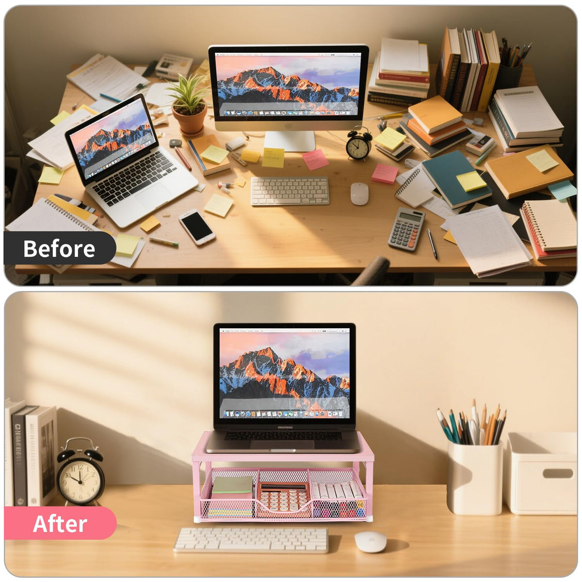 Gugsey Small Pink Laptop Stand for Desk, Monitor Stand, Office Desk Accessories, Computer Desktop