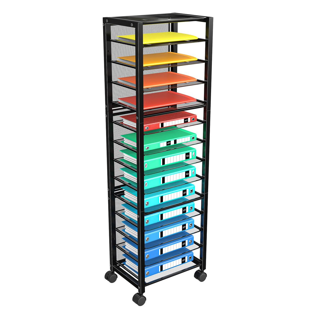 Simple Trending 14 Tier Rolling File Cart, Desk File Organizer, Paper Letter Storage Rolling