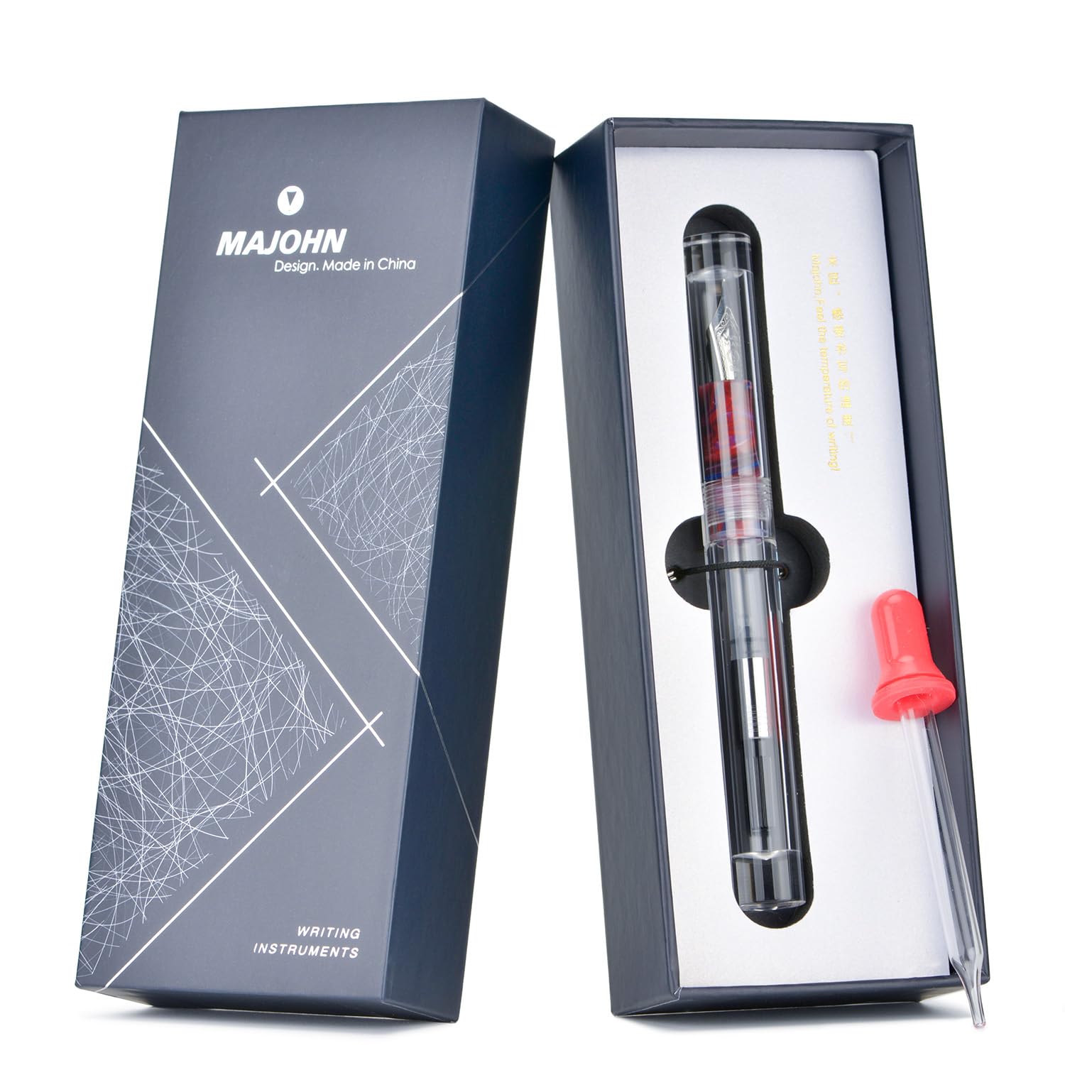 Lanxivi Majohn C1 Fountain Pen Fine Nib Clear Transparent Acrylic Resin, Mini Pocket Pen