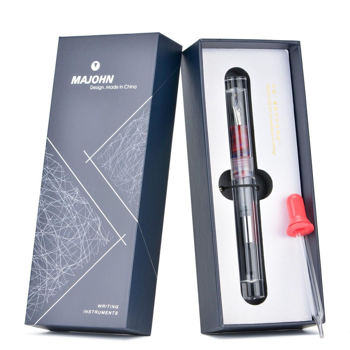 Lanxivi Majohn C1 Fouintain Pen Bent Nib, Fine to Broad Size, Eyedropper and Converter Filling