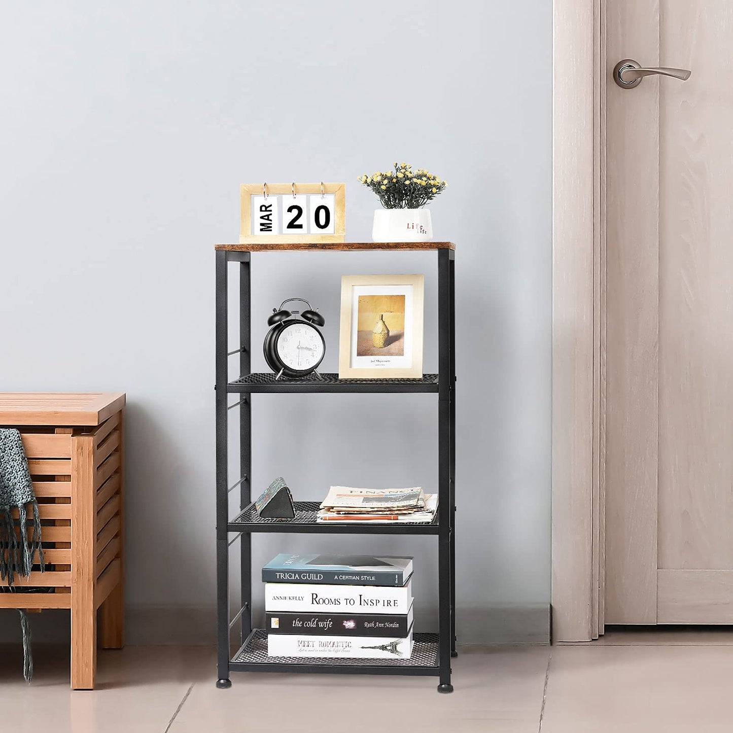 CADUKE Kitchen Storage Cart Baker's Rack 4-Tier Industrial Wood
