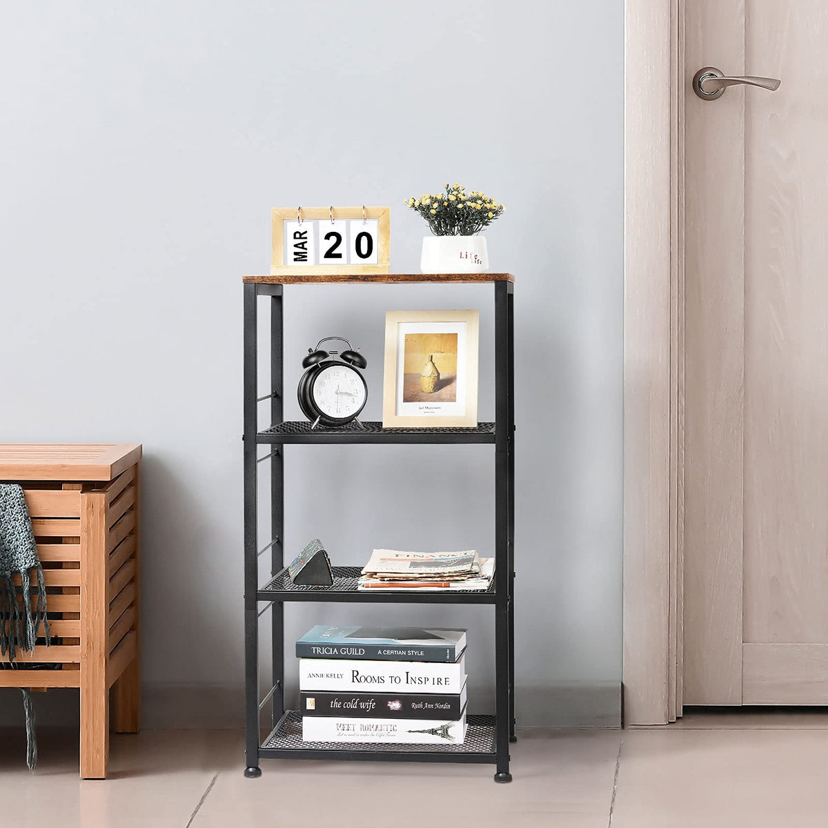 CADUKE Kitchen Storage Cart Baker's Rack 4-Tier Industrial Wood