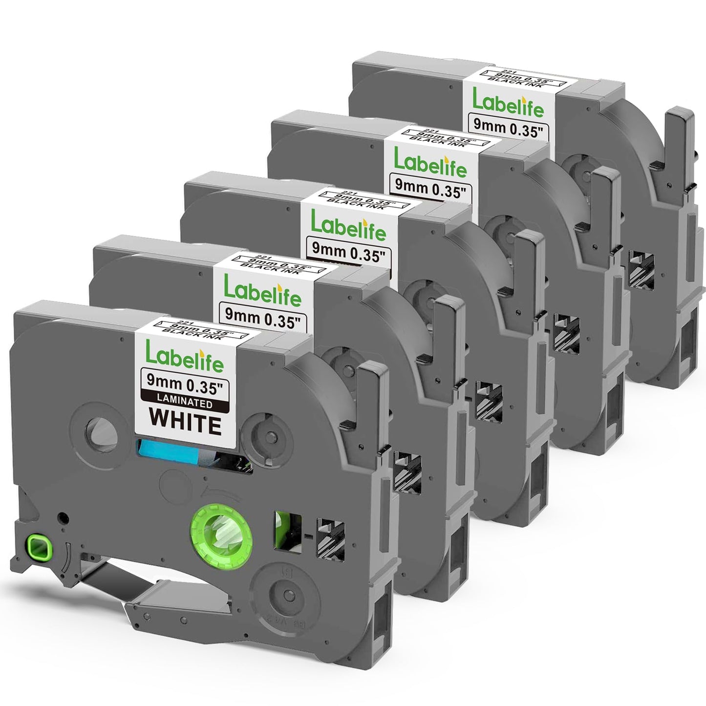 TZe-221 TZe221 Replacement for Brother P Touch Label Maker Tape 9mm 0.35''