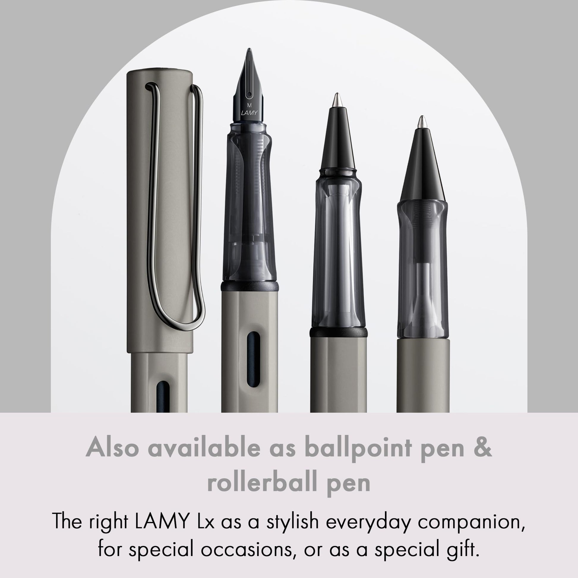 LAMY Lx fountain pen - PVD-coated nib & ergonomic grip - steel nib in size M - lightweight aluminum