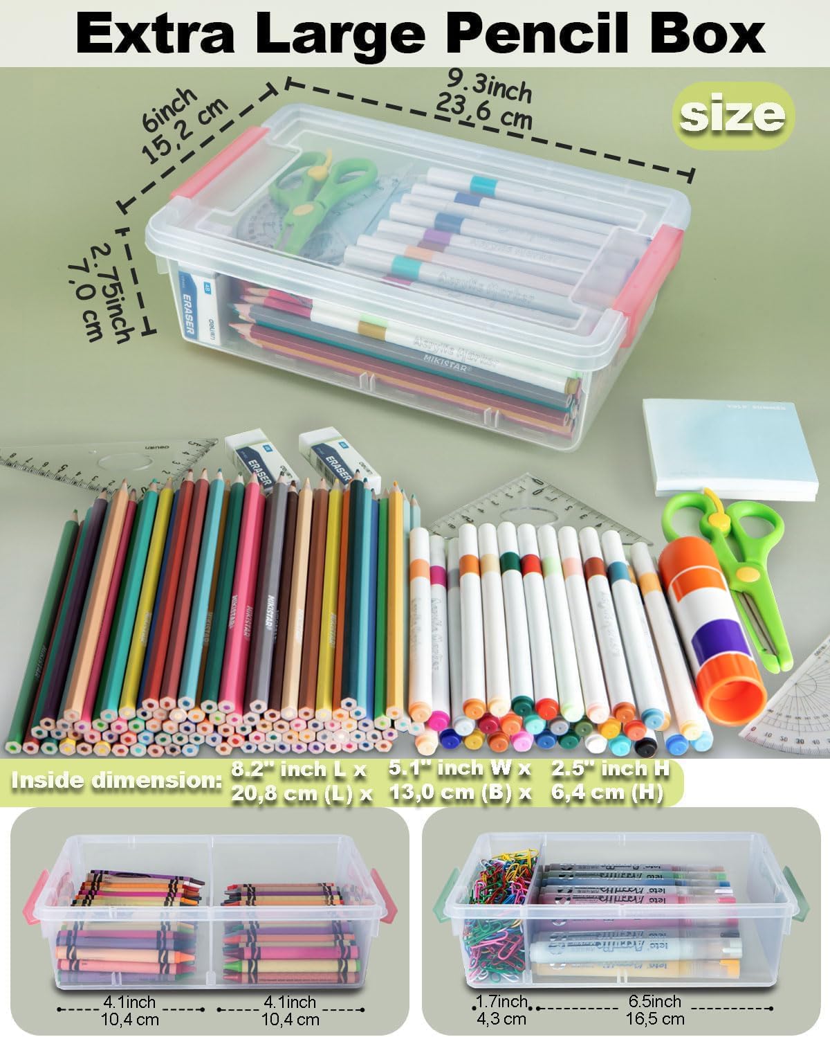 GEOPHIA 12 Pack Extra Large Pencil Box with Removable Divider, Thickened Pencil Case Bulk, Clear