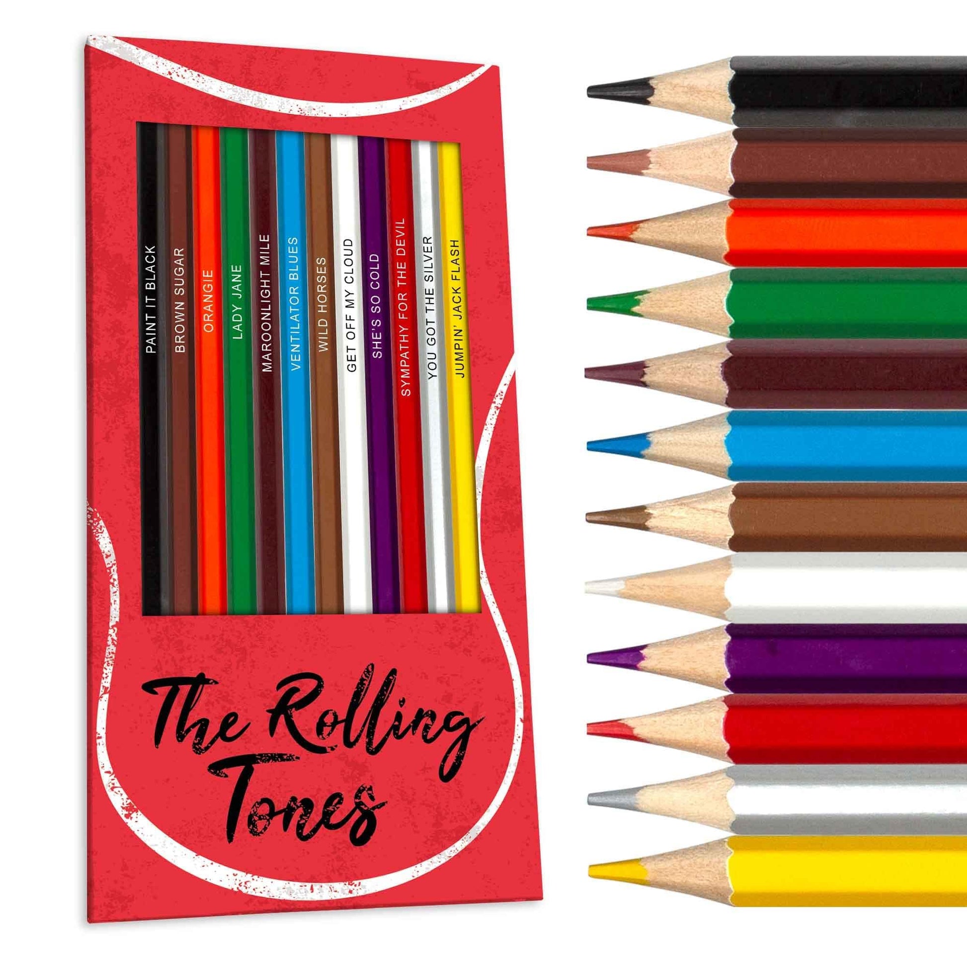 Pun Labs Classic Pop Colored Pencils, 12 Foil-Stamped Gift Set