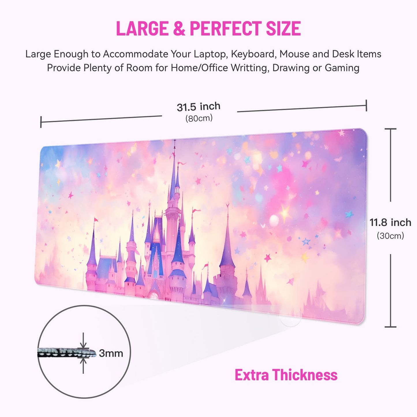 Stanoha Cute Desk Mat for Keyboard Desktop Extra Large Mouse Pad, Castle