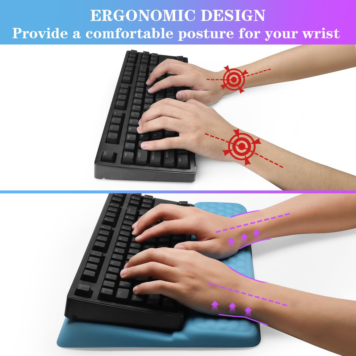 Computer Keyboard Stand with Wrist Rest, Ergonomic Tilted Keyboard Holder - Keyboard Riser with