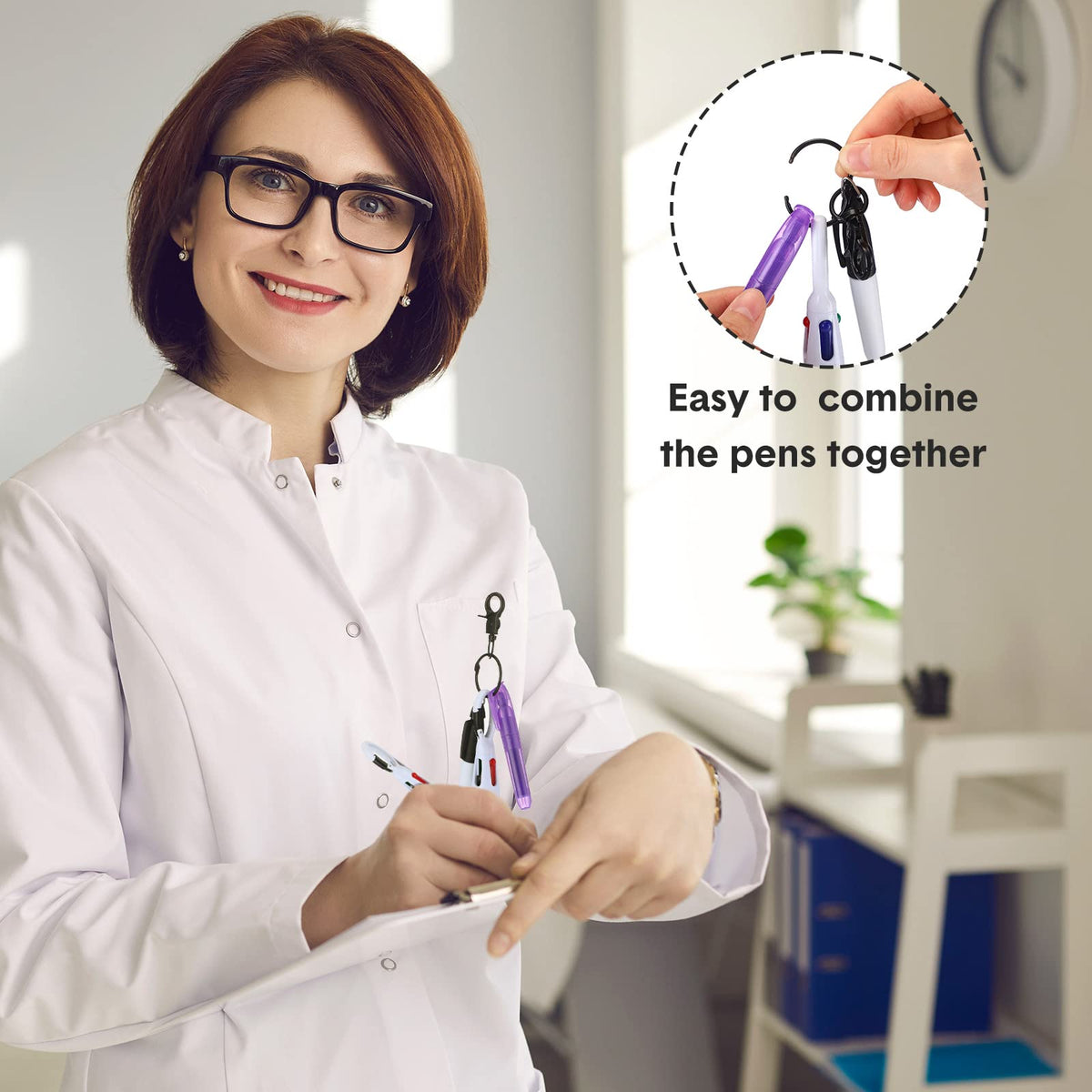 Sherr 100 Pcs Nurse Pen Set, Badge Reel Accessories Gift, Black Purple