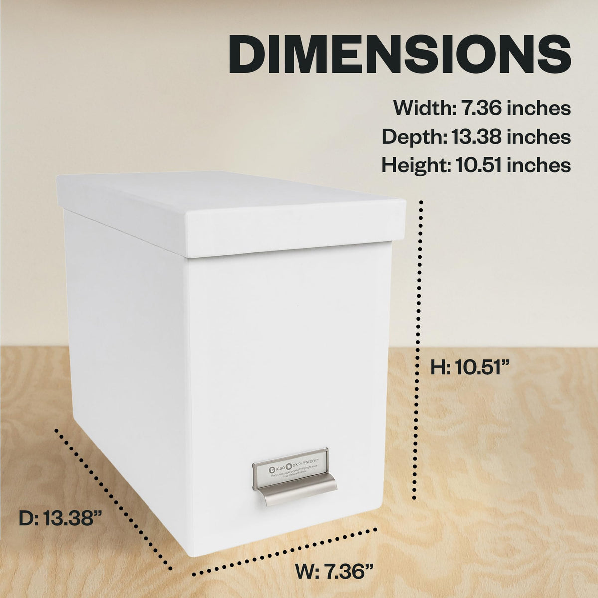 Bigso John Fiberboard Label Frame Desktop File Storage Box - Document Organizer for Important