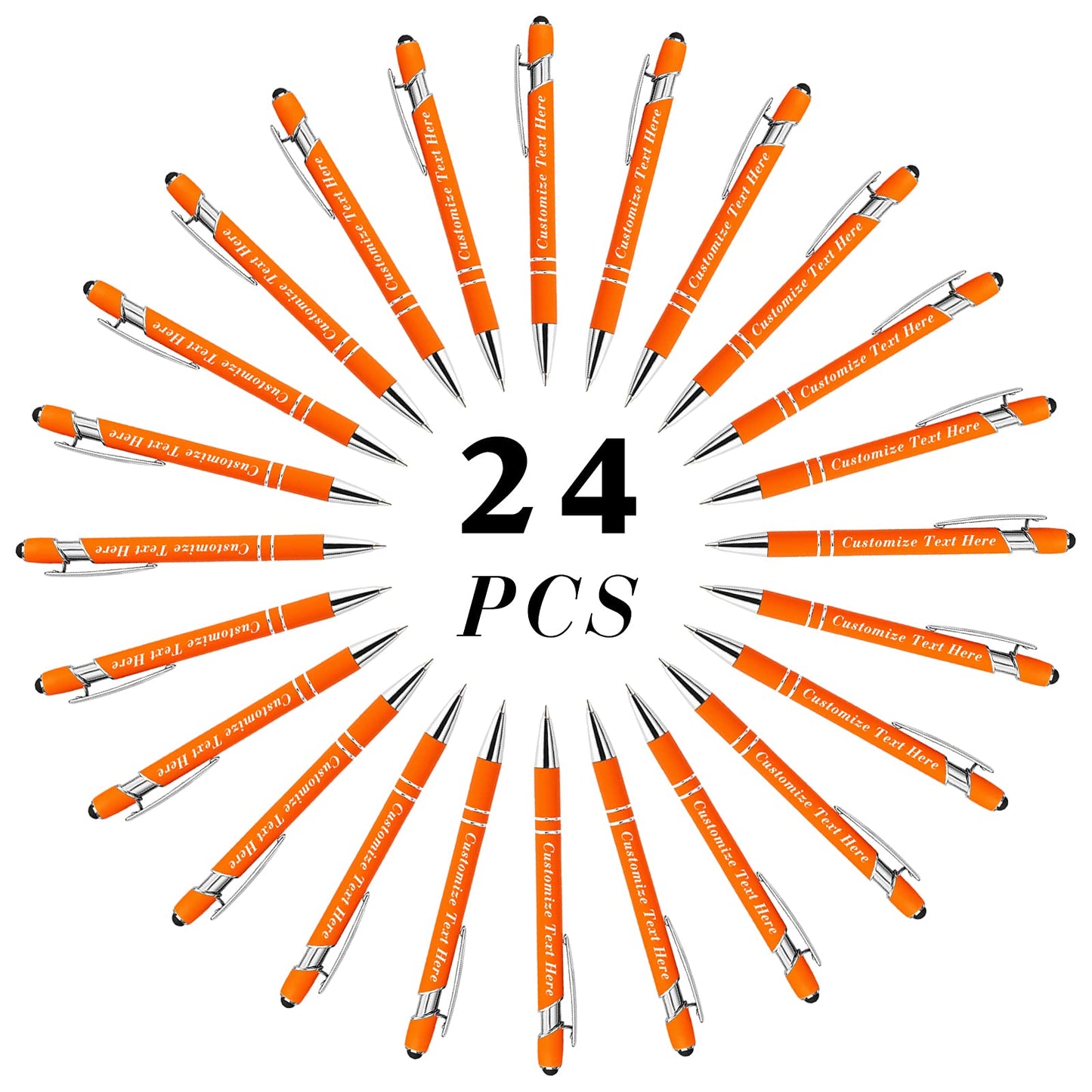 Personalized Pens Bulk with Stylus Tip 24 Pcs Custom Engraving Ballpoint Pens with Name Message