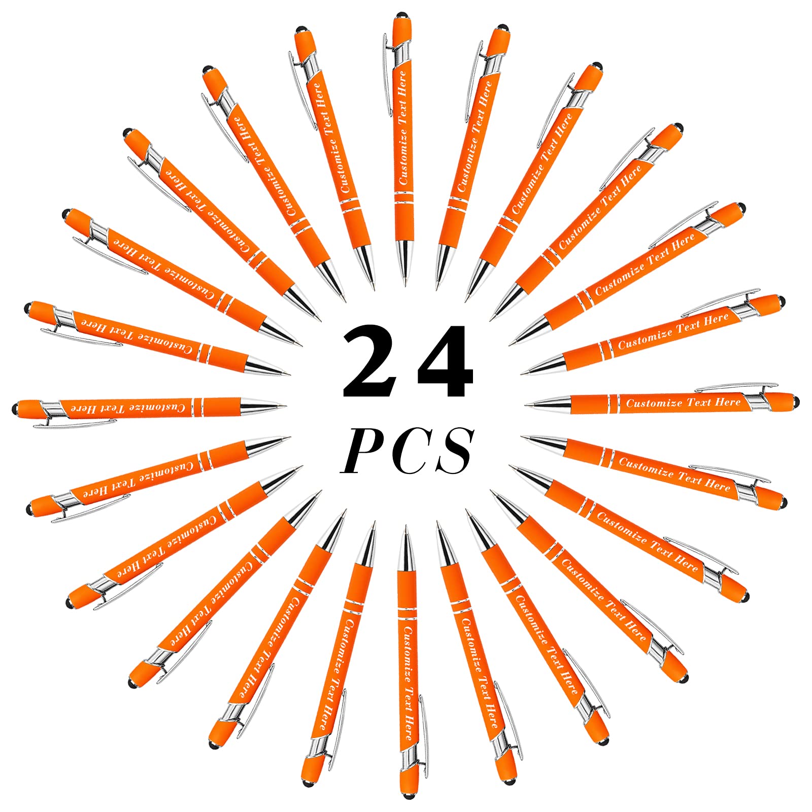 Personalized Pens Bulk with Stylus Tip 24 Pcs Custom Engraving Ballpoint Pens with Name Message