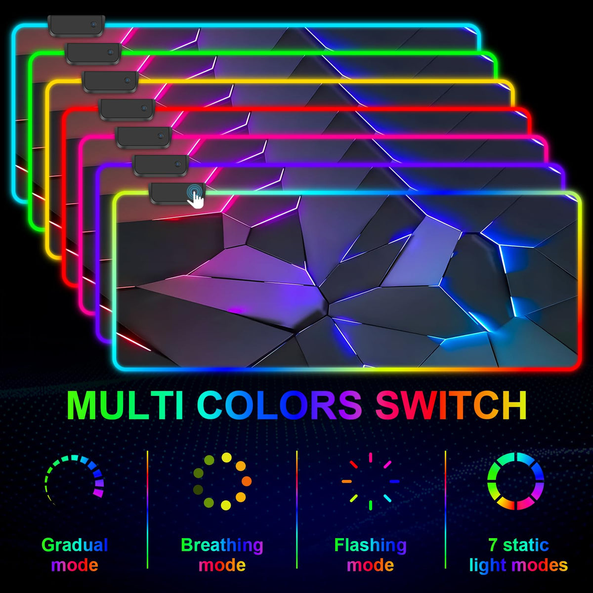 RGB Mouse Pad, Gaming Mousepad with 13 LED Light Modes