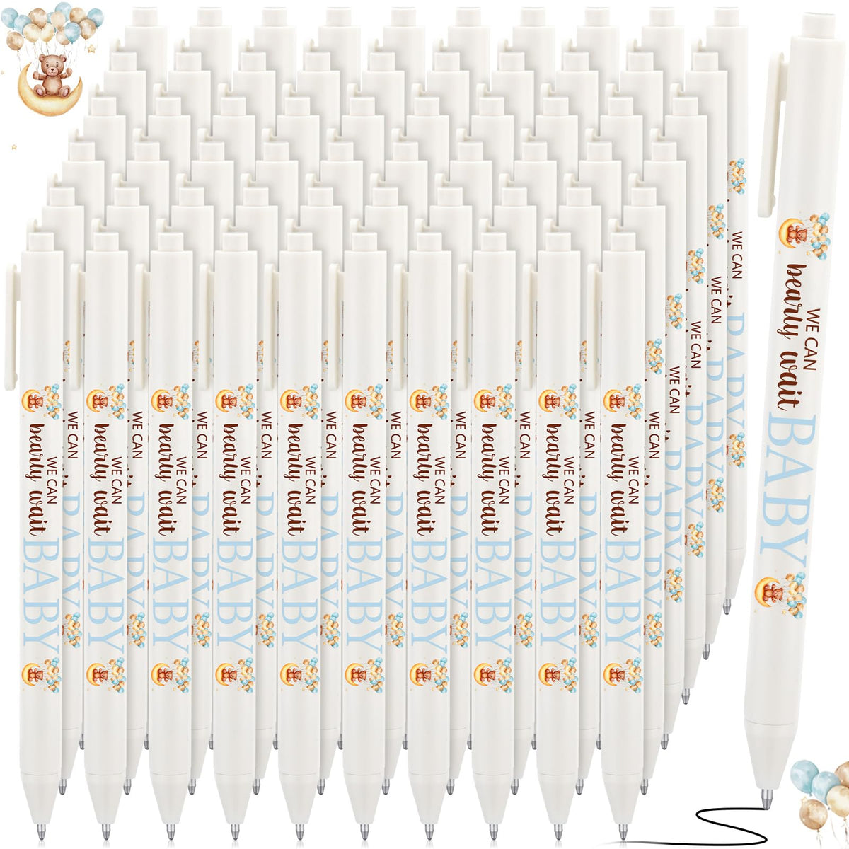 Kisston 60 Pcs Cute Bear Baby Shower Pens, Gifts Party Favors Bulk