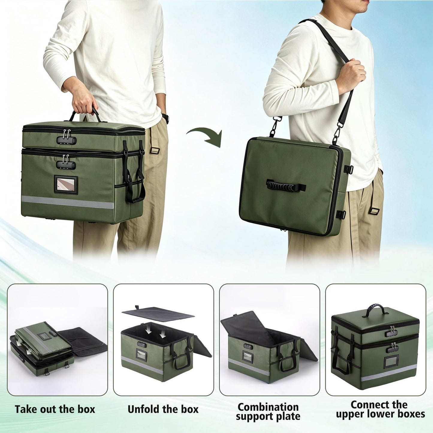 EXLIFBAG Fireproof File Organizer with Lock, 2 Layer