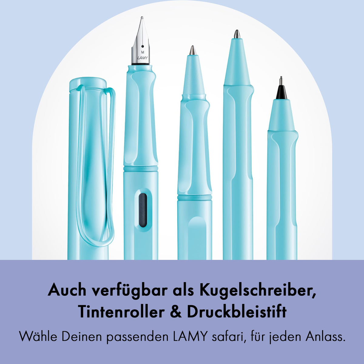 LAMY safari aquasky - Fountain Pen with ergonomic grip & polished steel nib in size M - ideal for