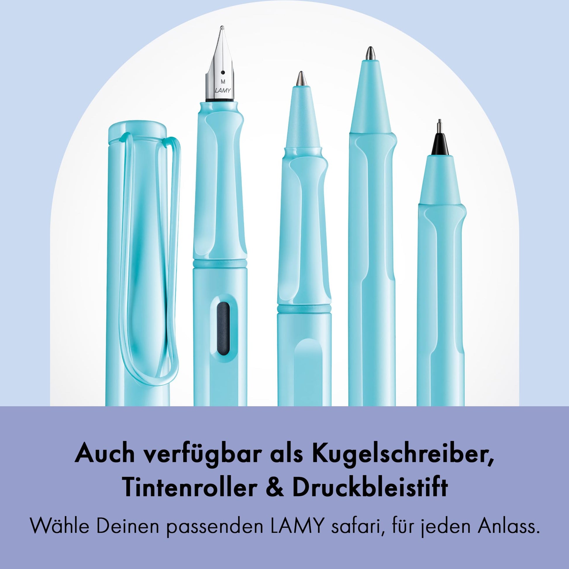 LAMY safari aquasky - Fountain Pen with ergonomic grip & polished steel nib in size M - ideal for