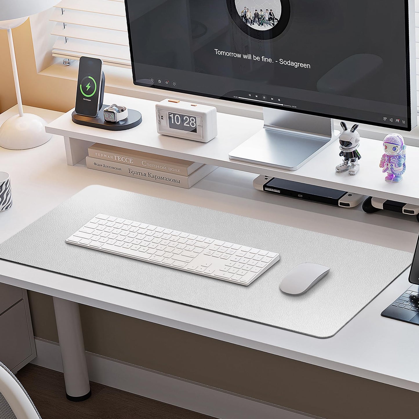 Boutilon Leather Desk Pad Protector,Non-Slip Mouse Pad,Laptop Desk Pad,Office Mouse Mat,Waterproof