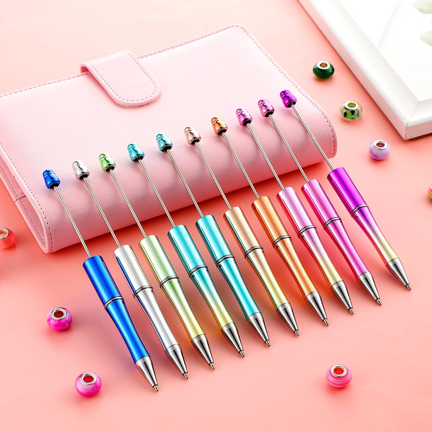 Crtiin 50 Pack Beadable Pens, Ballpoint Pens, School Supplies, Multicolor