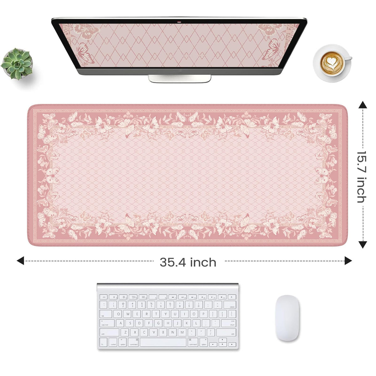 HAOCOO Pink Desk Pad, Cute Computer Mat for Aesthetic Home Accessory