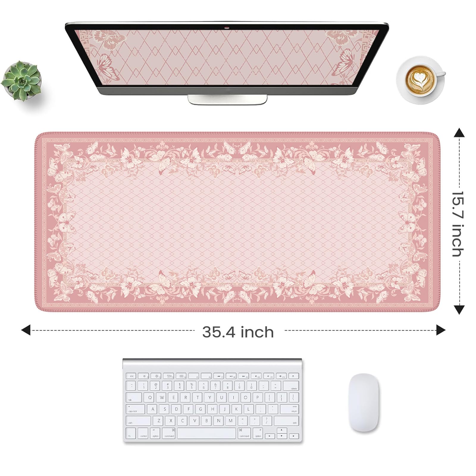 HAOCOO Pink Desk Pad, Cute Computer Mat for Aesthetic Home Accessory