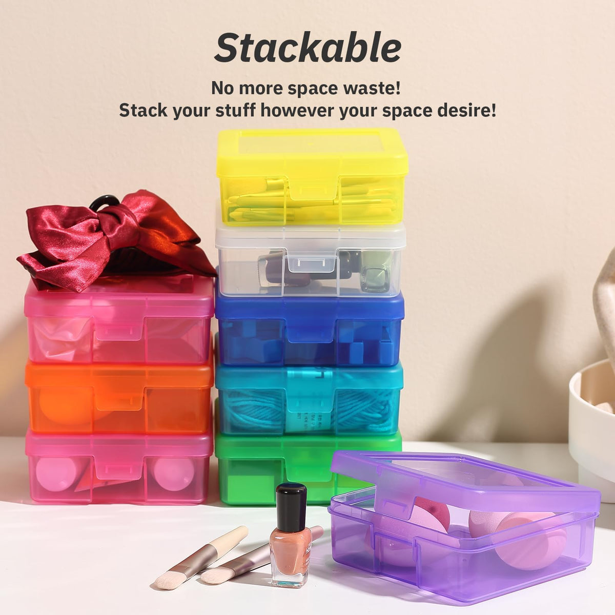 novelinks Plastic Small Storage Containers with Lids for Organizing