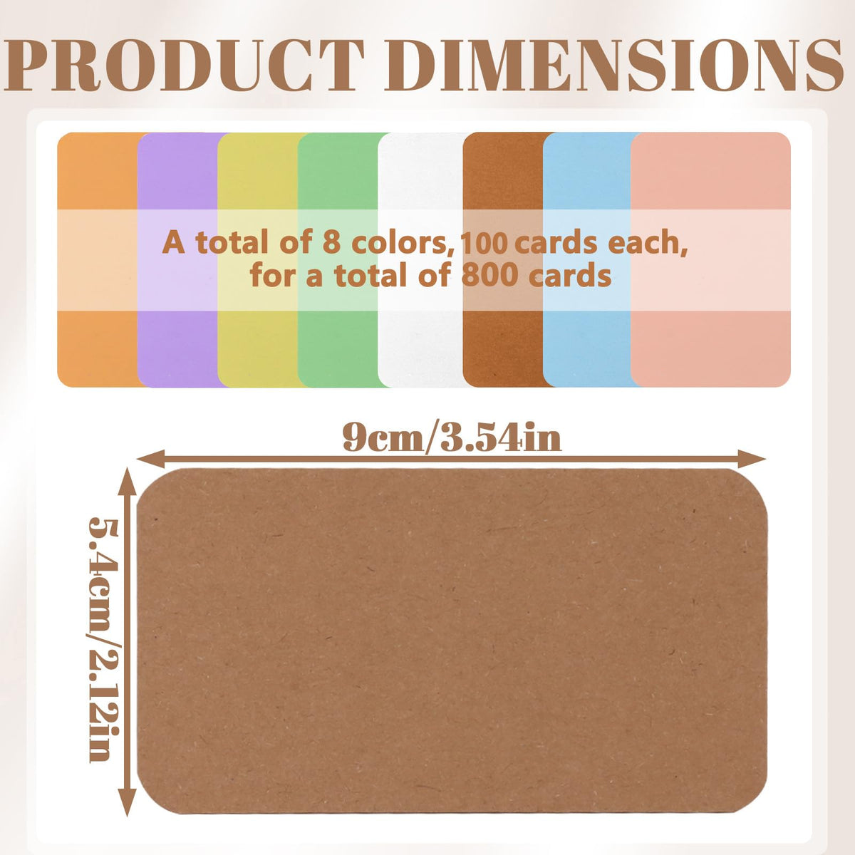800 Pieces 3.5" x 2.1" Index Cards, Thick Blank Flash Card for Studying, Double Side Colored Note