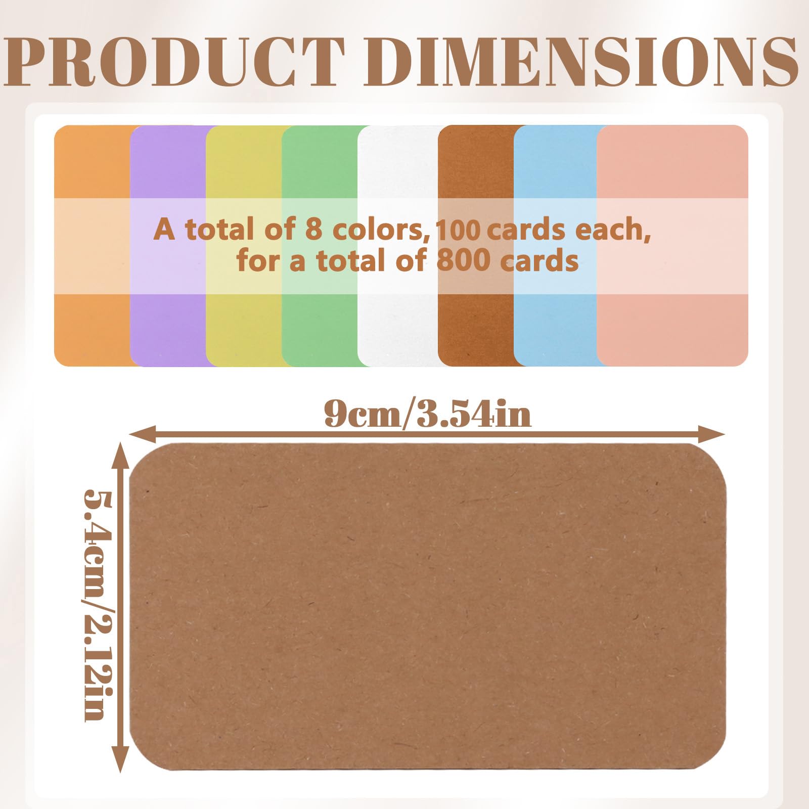 800 Pieces 3.5" x 2.1" Index Cards, Thick Blank Flash Card for Studying, Double Side Colored Note