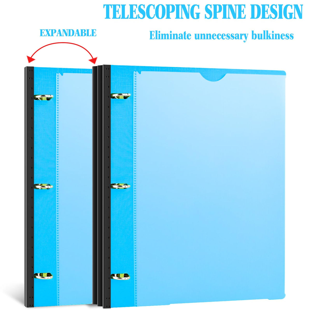 INFUN Telescoping 3 Ring Binder - 4PCS, Flexible Round Binder with Customizable Front Cover and