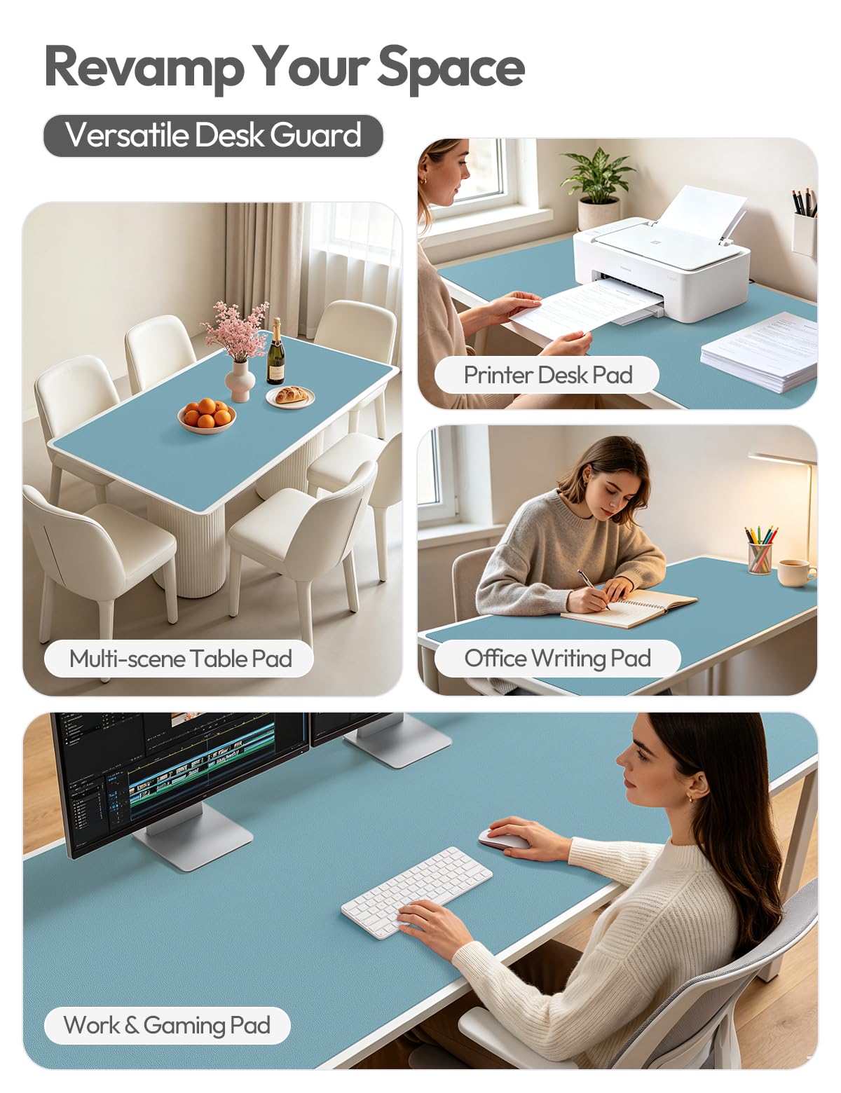 YSAGi Leather Desk Protector, Office Mat, Large Mouse Mat, Non-Slip PU Leather Blotter, Laptop Desk