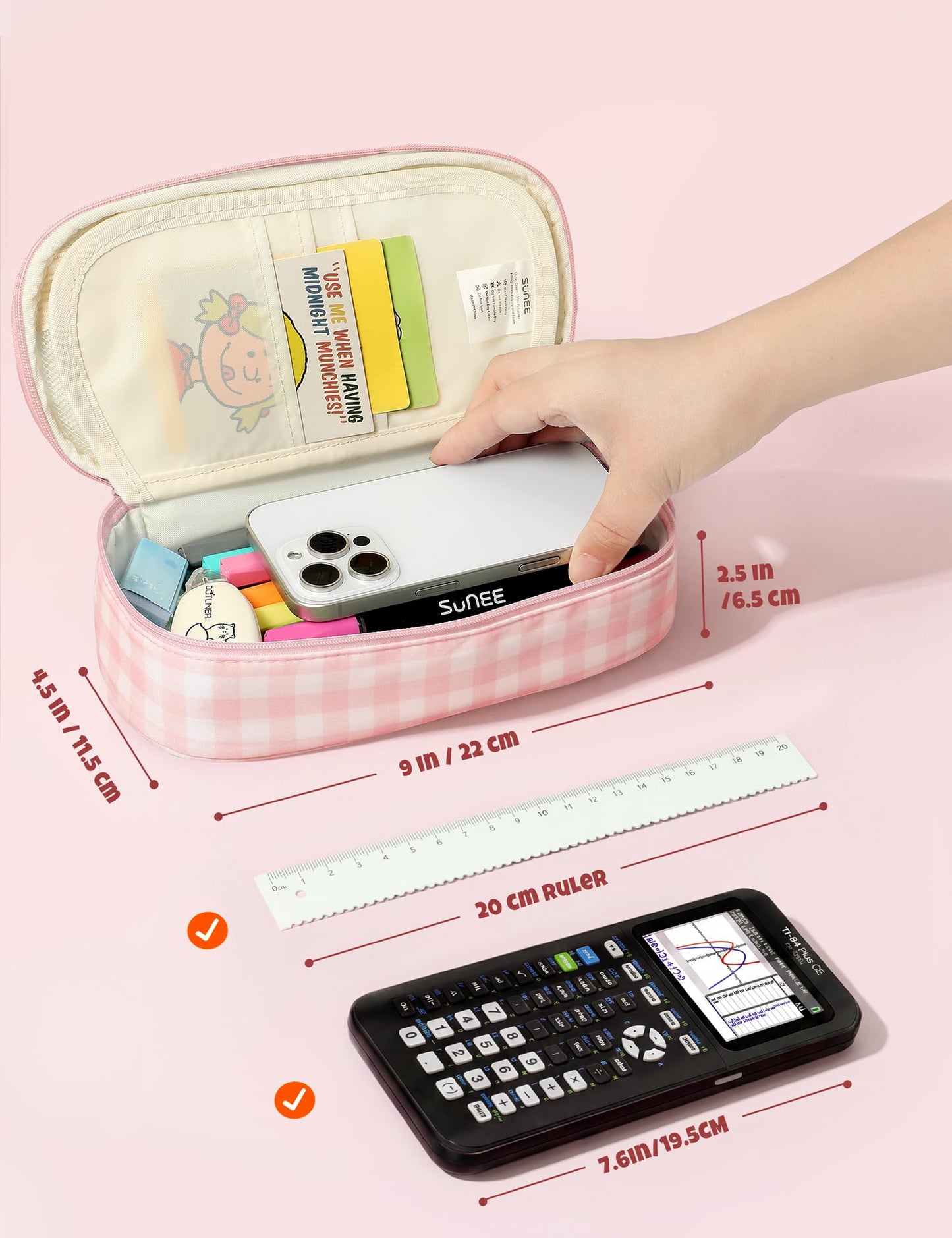 SUNEE Cute Pencil Case, Large Colored Pencil Pouch, Aesthetic Pen Bag with Zipper, Kawaii