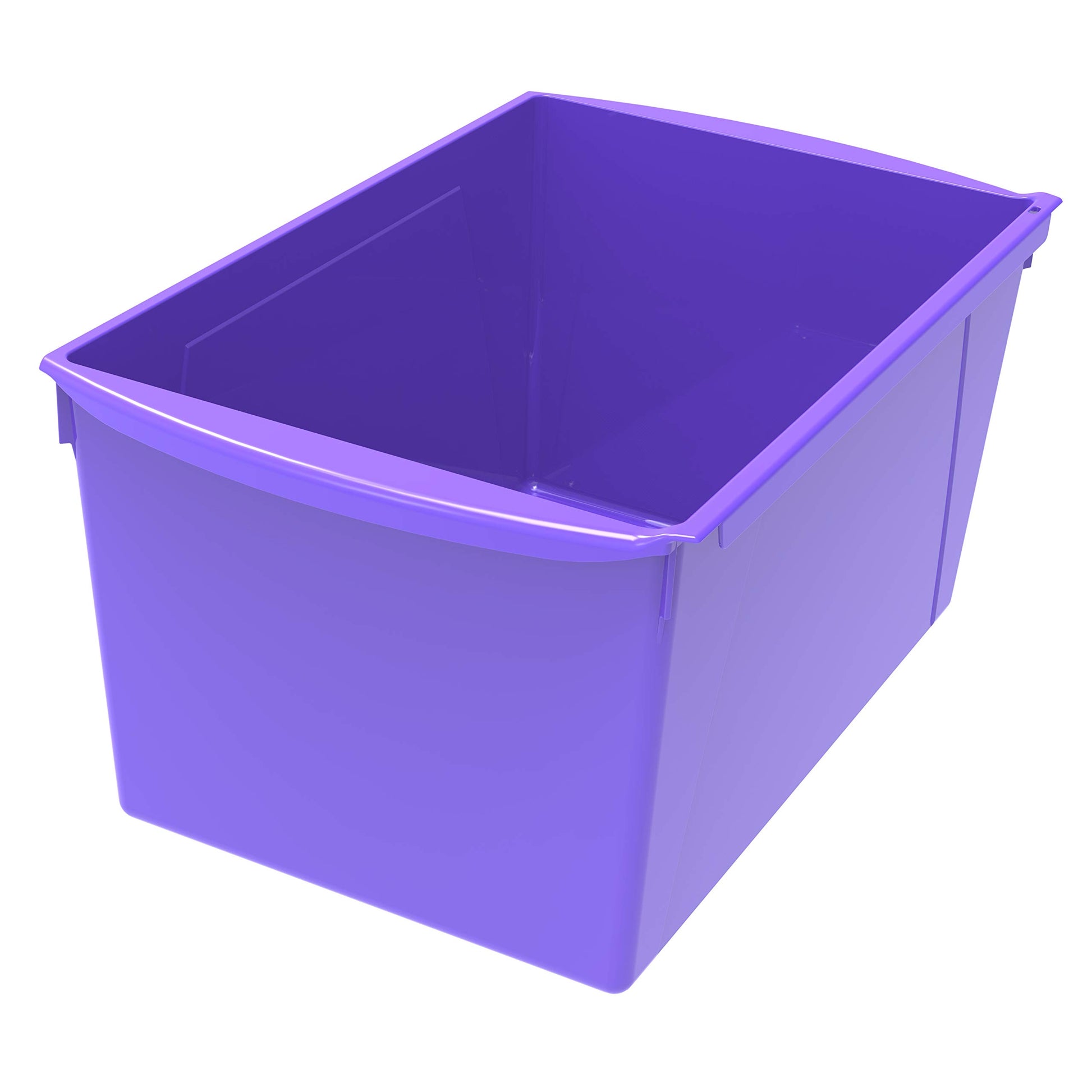Storex Extra-Large Book Bin, Interlocking Plastic Organizer for Home, Office and Classroom, Purple