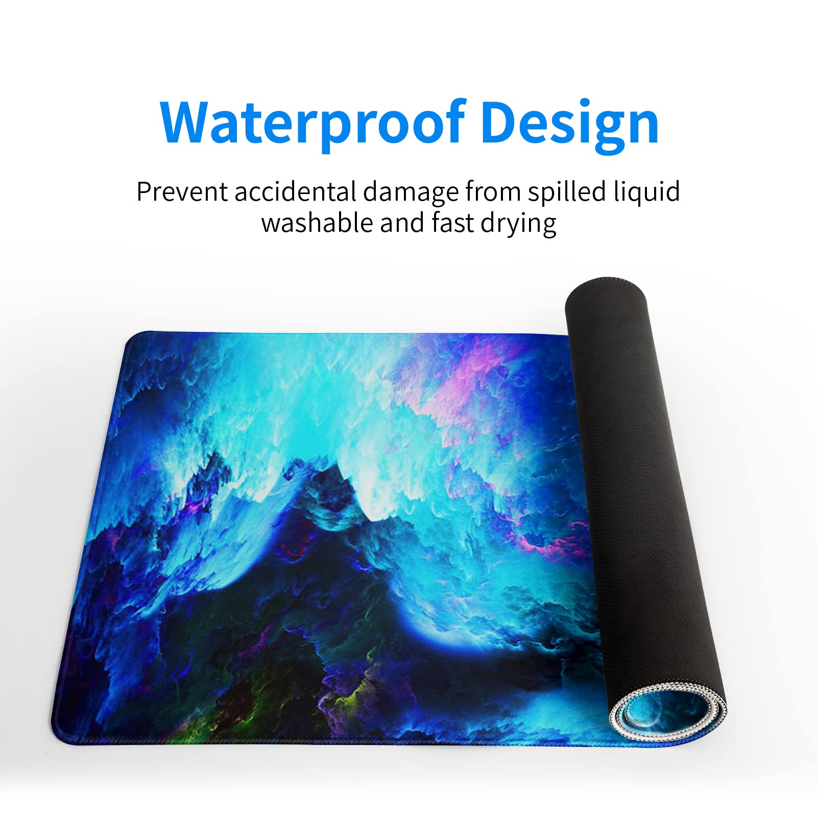 Dazzling Galaxy Gaming Mouse Pad 31.5x11.8 Inch Blue Purple Galaxy Nebula Universe Space Large