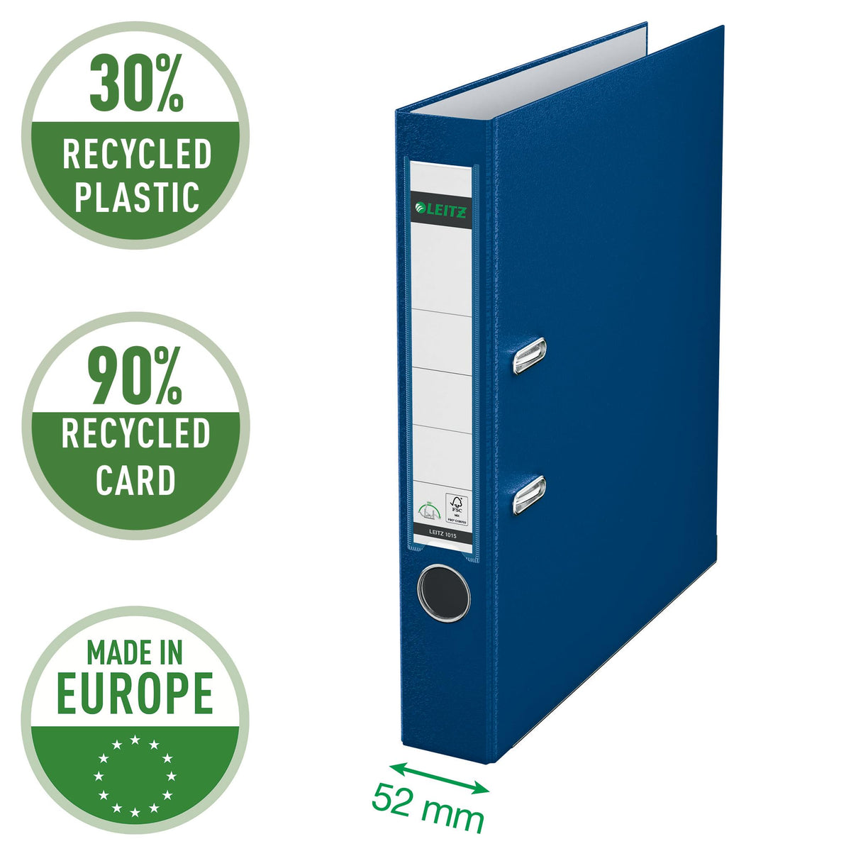 Leitz 2-Ring 2-Inch Premium Linen Textured A4 Sized European Binder, Blue (1015-BL)