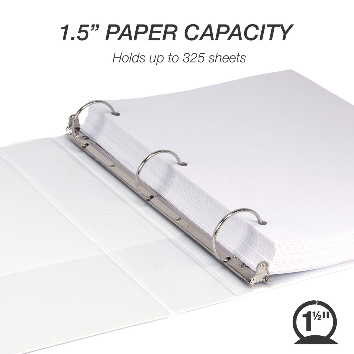 Samsill 12 Pack Durable 1.5 Inch 3 Ring Binders, Round Ring, Clear View Cover for Presentations