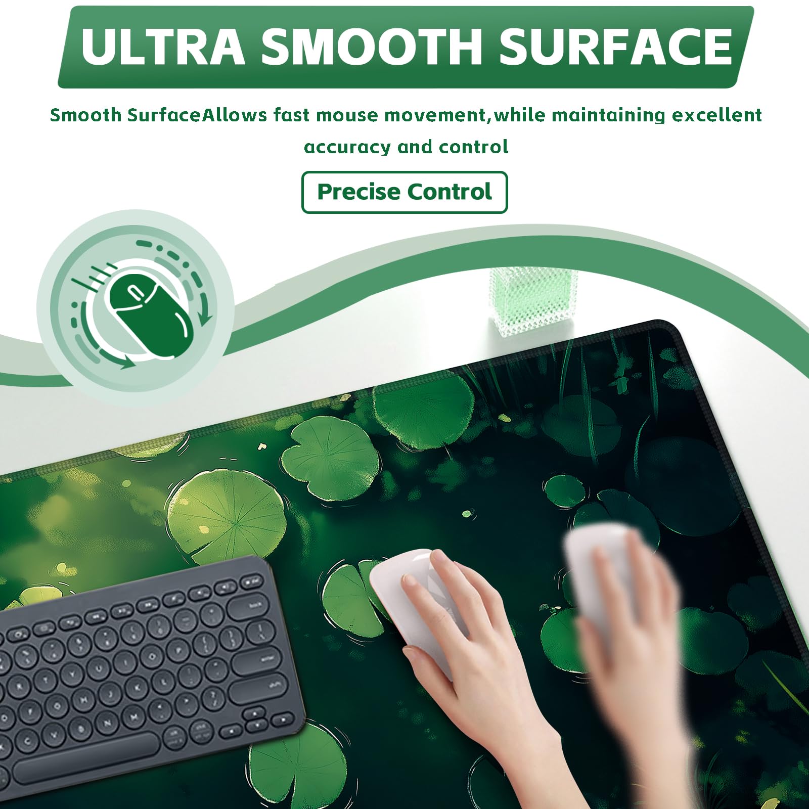 Baziabbo Green Desk Mat,XXL Extended Big Mouse Pad,Gaming Mousepad with Stitched Edge,Non-Slip