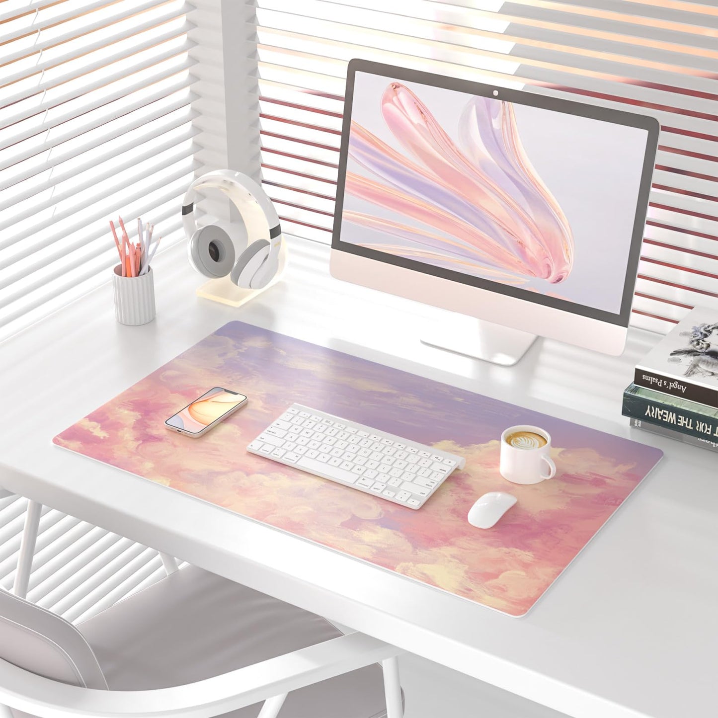 Colorful Star Pink Large Mouse Pad, 31.5" x 15.7"