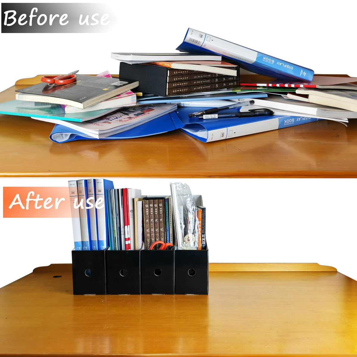 Limitliho 24 Pack Black Cardboard Magazine File Holder for Desk or Shelves