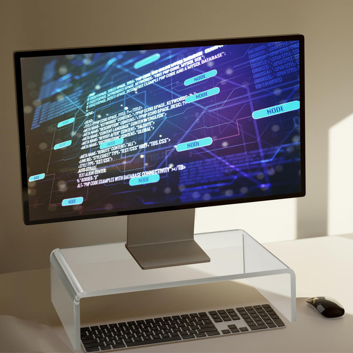 Jetec 2 Pcs Acrylic Monitor Stand Desktop Computer, Clear, 12 x 8 x 3 Inch