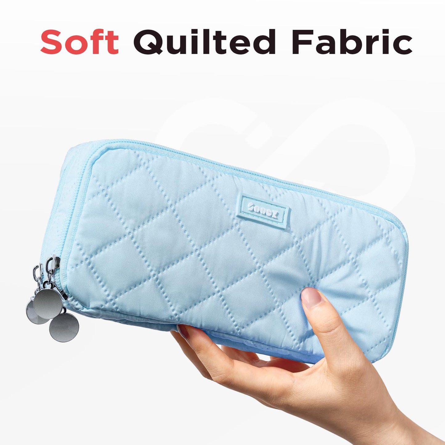 Sooez Large Pencil Case Pouch, Extra Big Pencil Bag with 8 Compartments, Pen Bag Wide Opening, Soft