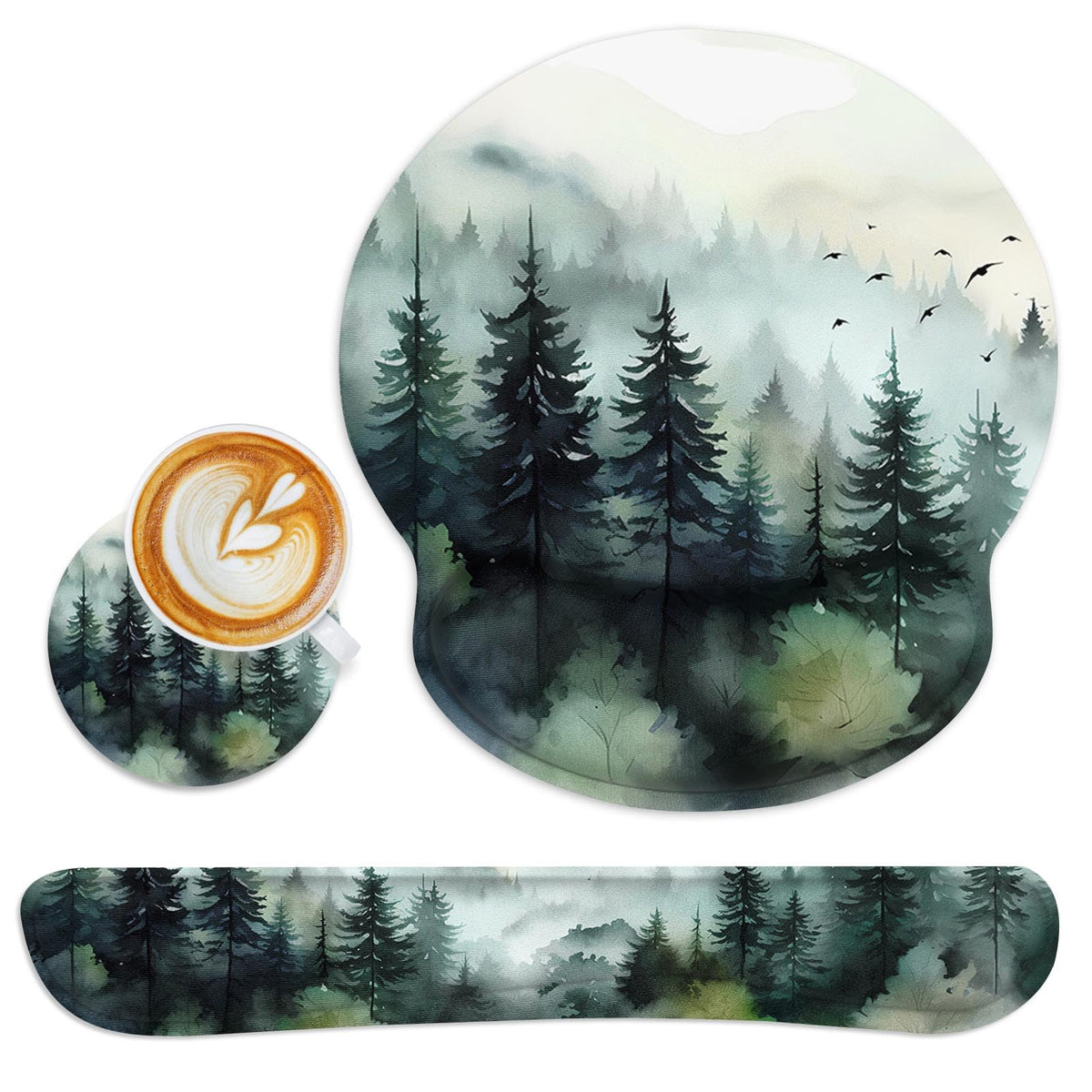 Britimes Ergonomic Mouse Pad Set with Wrist Rest, Green Mountain