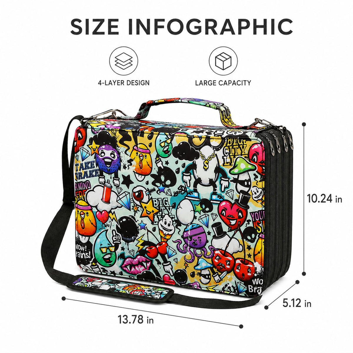 Lbxgap 224-Slot Marker Organizer Bag, 4-Layer Case with Strap