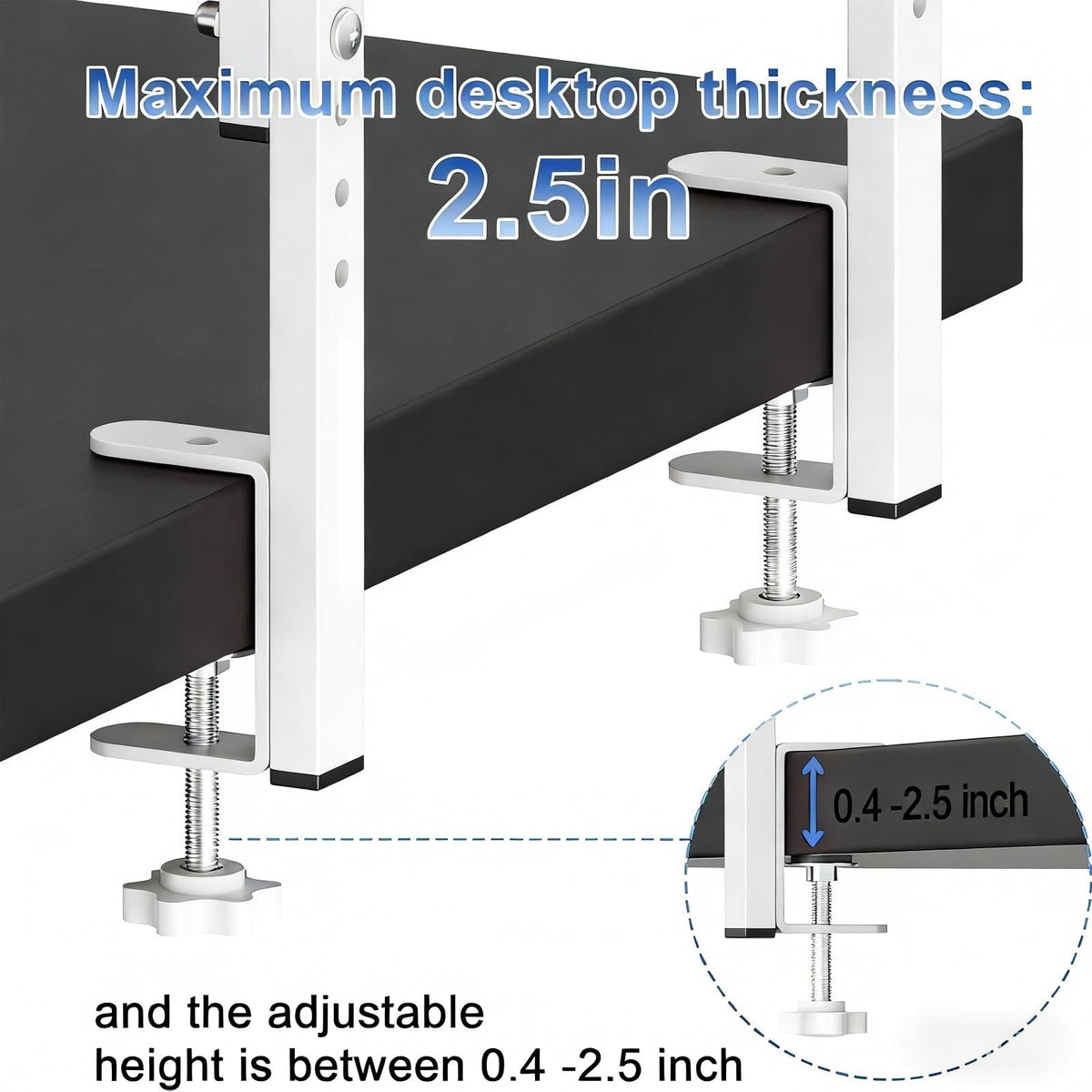 Spacrea Clamp on Desk Shelf, 2 Tier Office Desk Shelves Organizer, Wood Desktop Supplies Storage