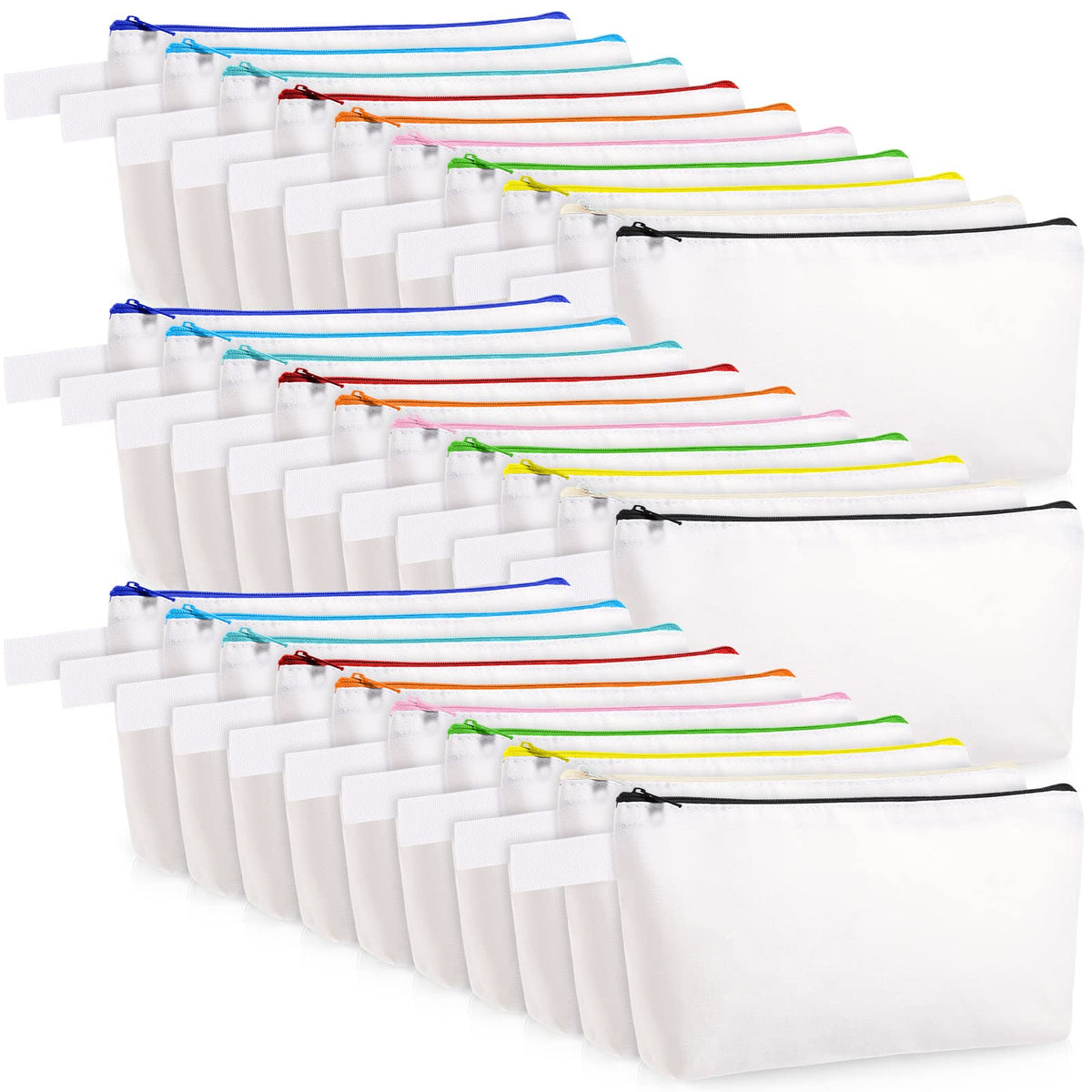 Saintrygo 30 Pieces Blank DIY Craft Canvas Pencil Case - Makeup Pouch Bags in Bulk, Travel Toiletry